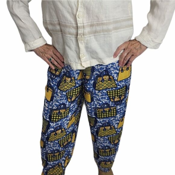 NIKO AND... pants blue purse print Japanese lounge with pockets S - Picture 5 of 11